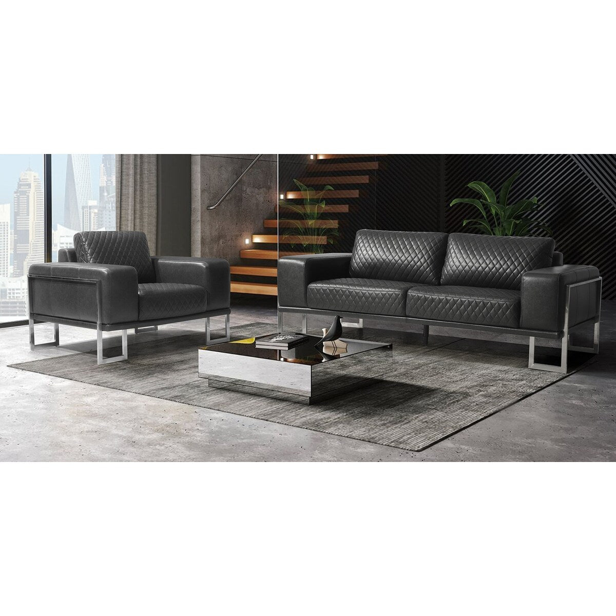 Global Furniture USA Textured Charcoal Sofa