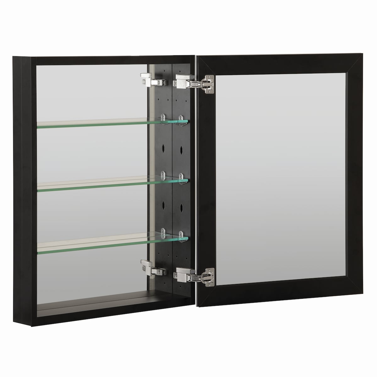 Global Pronex Medicine cabinet with Flat mirror,Black,3 Glass shelves - 23"W *30"H*4"D