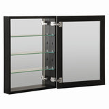 Global Pronex Medicine cabinet with Flat mirror,Black,3 Glass shelves - 23"W *30"H*4"D
