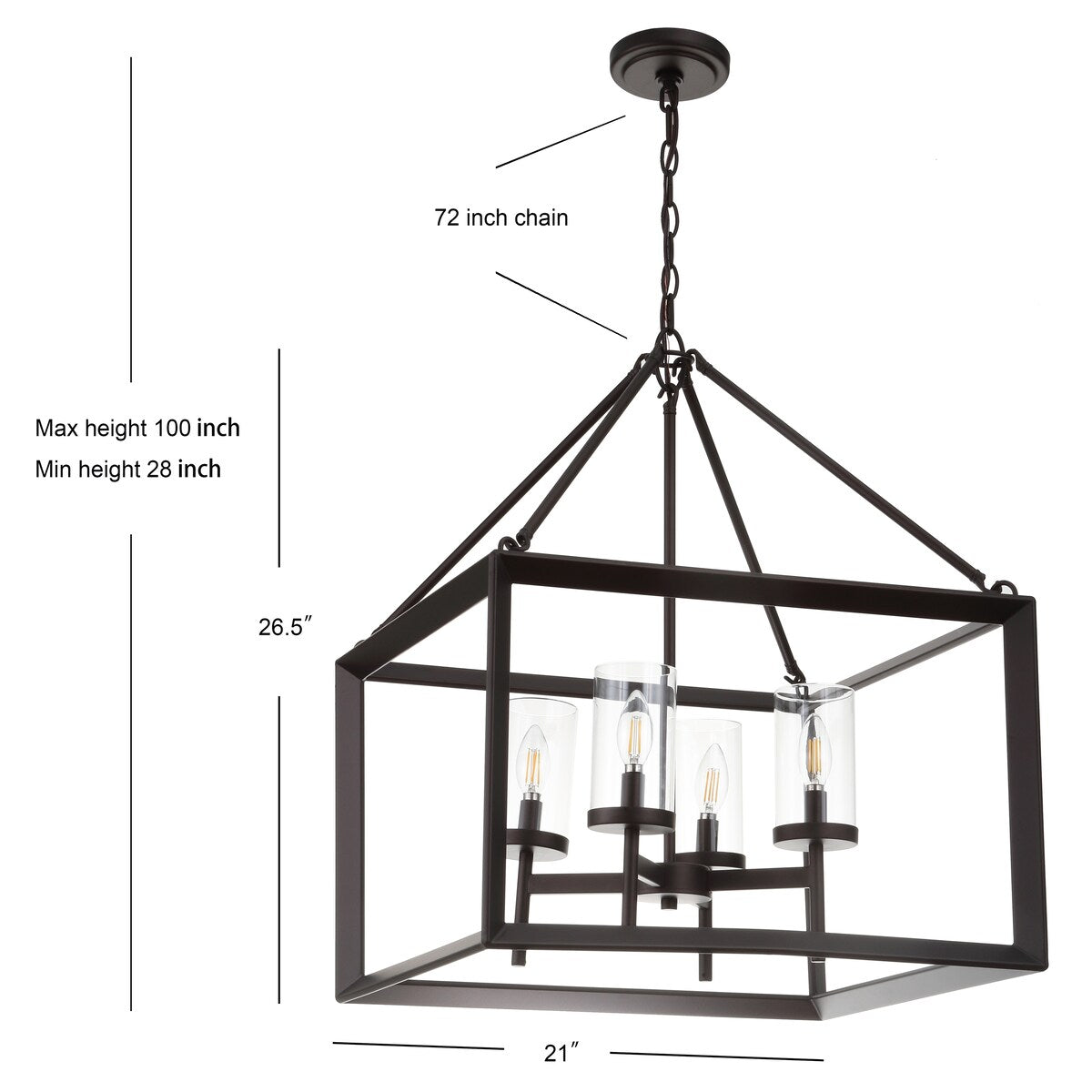 Gloria 12" 3-light Metal/Glass LED Pendant, Oil Rubbed Bronze by JONATHAN Y