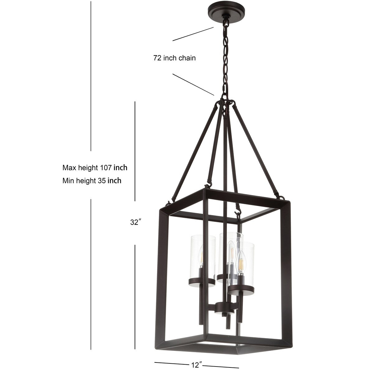 Gloria 12" 3-light Metal/Glass LED Pendant, Oil Rubbed Bronze by JONATHAN Y