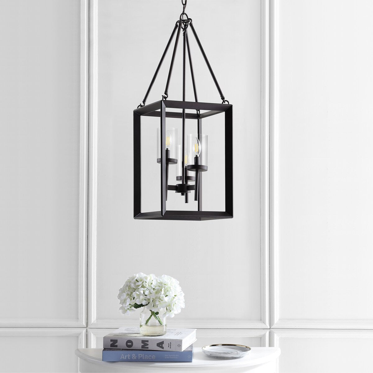 Gloria 12" 3-light Metal/Glass LED Pendant, Oil Rubbed Bronze by JONATHAN Y
