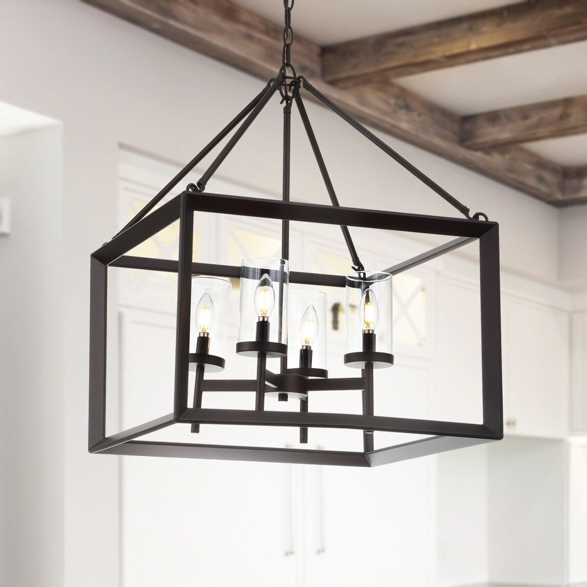 Gloria 12" 3-light Metal/Glass LED Pendant, Oil Rubbed Bronze by JONATHAN Y