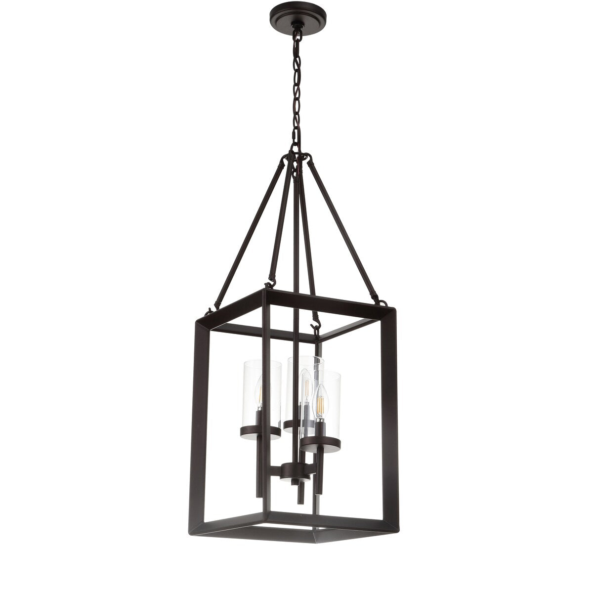 Gloria 12" 3-light Metal/Glass LED Pendant, Oil Rubbed Bronze by JONATHAN Y