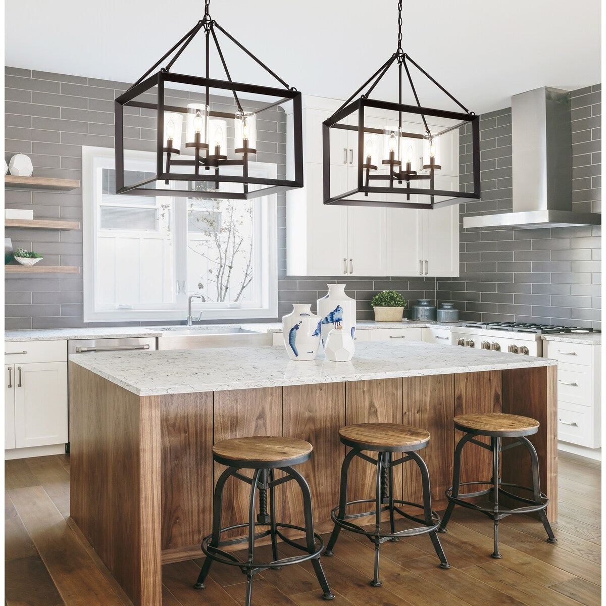 Gloria 12" 3-light Metal/Glass LED Pendant, Oil Rubbed Bronze by JONATHAN Y
