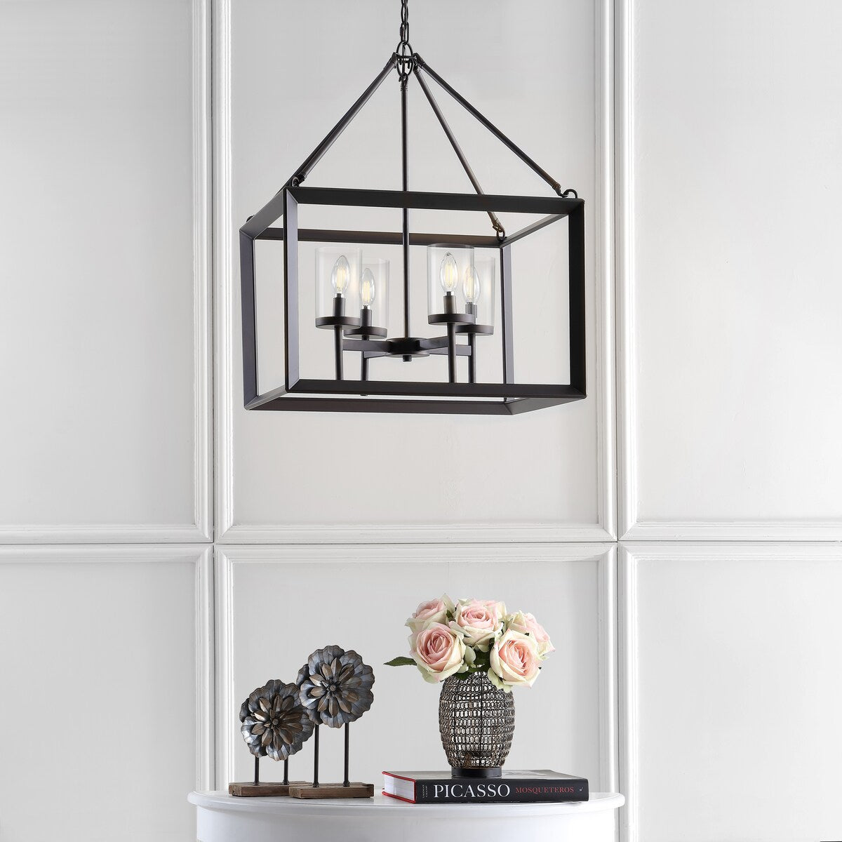 Gloria 12" 3-light Metal/Glass LED Pendant, Oil Rubbed Bronze by JONATHAN Y