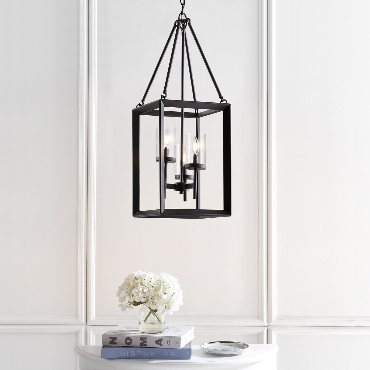Gloria 12" 3-light Metal/Glass LED Pendant, Oil Rubbed Bronze by JONATHAN Y
