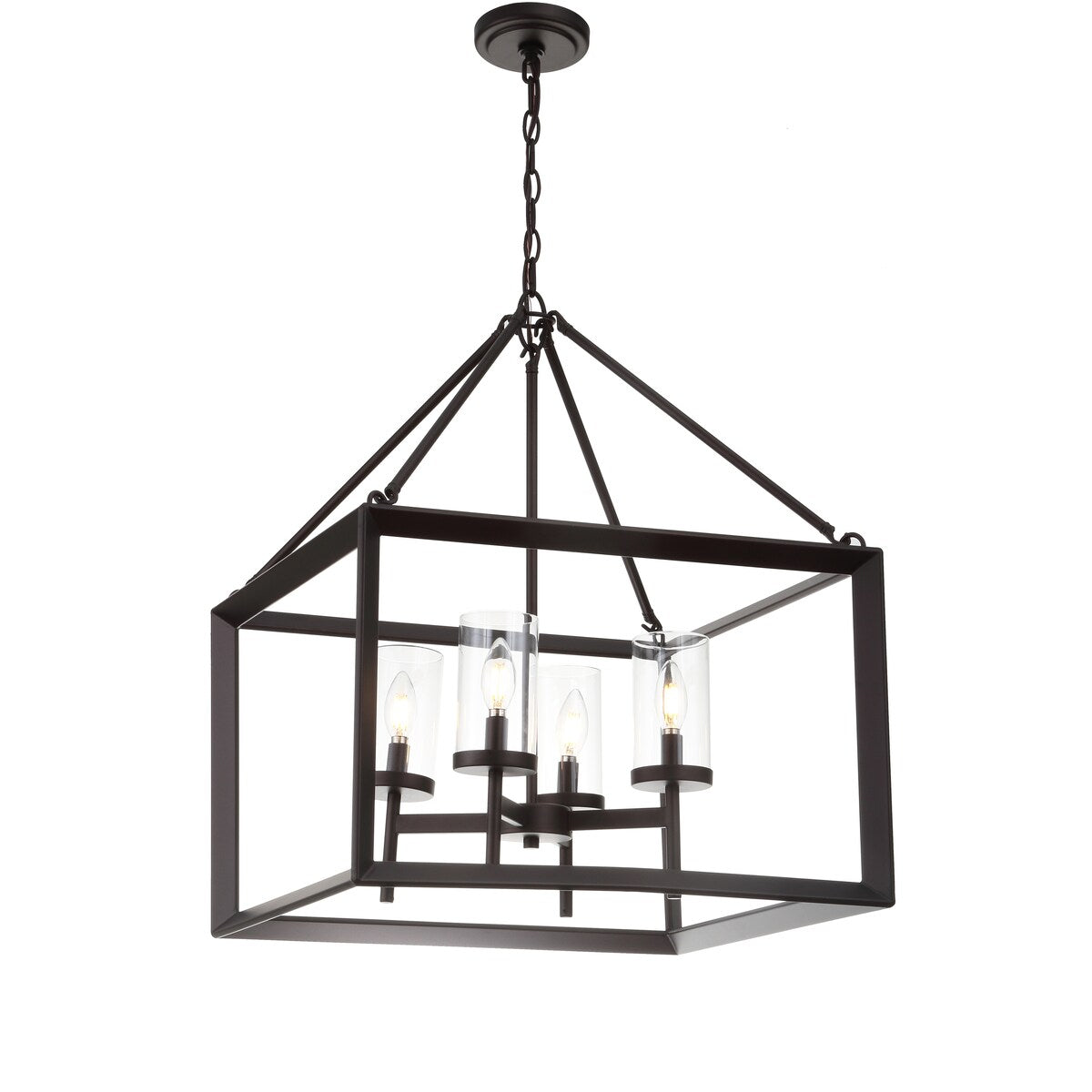 Gloria 12" 3-light Metal/Glass LED Pendant, Oil Rubbed Bronze by JONATHAN Y