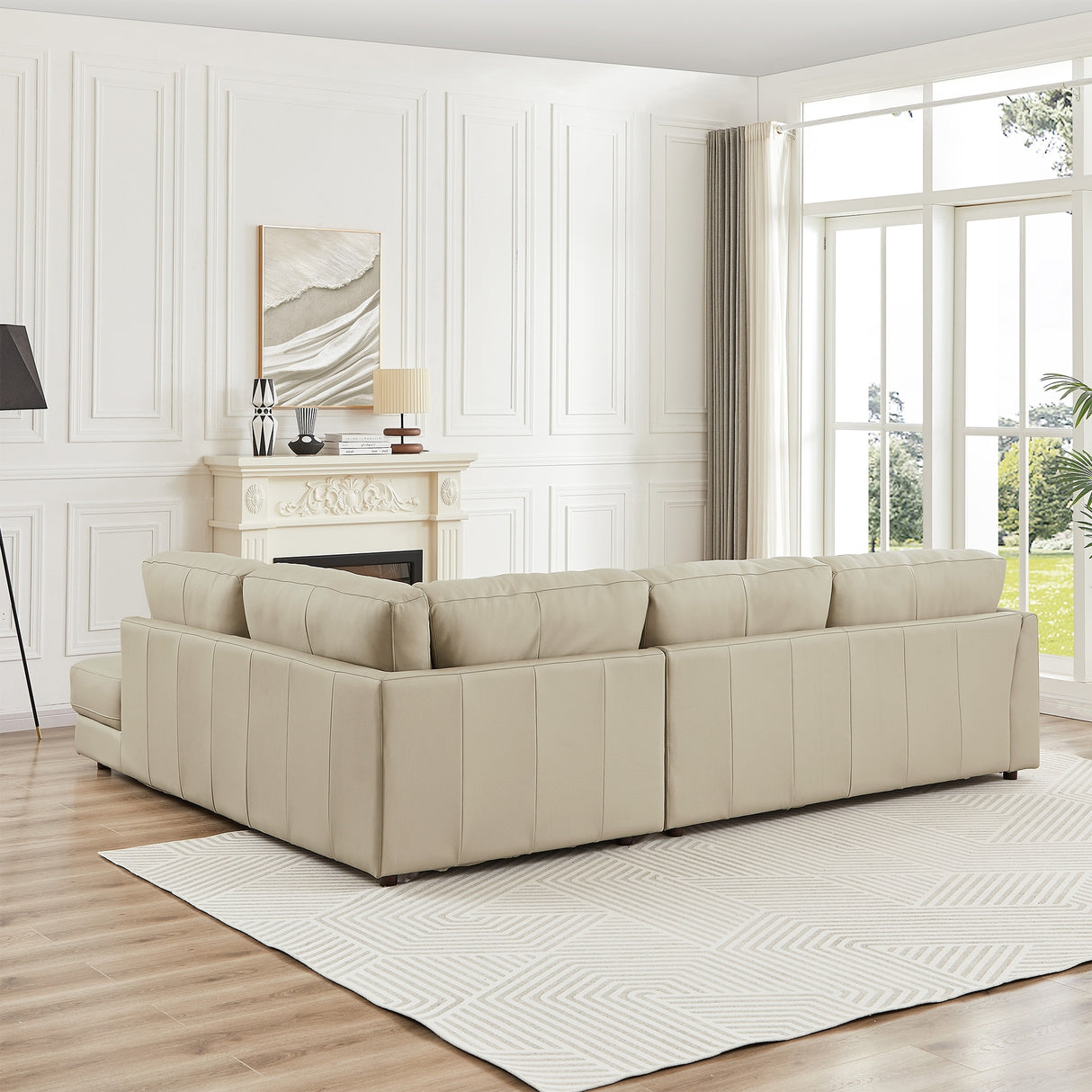 Gloria Mid-Century Modern Cozy Sectional Leather Sofa