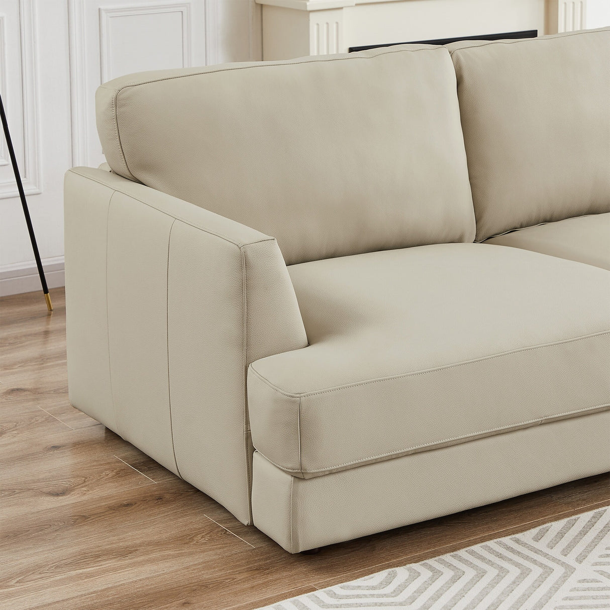 Gloria Mid-Century Modern Cozy Sectional Leather Sofa