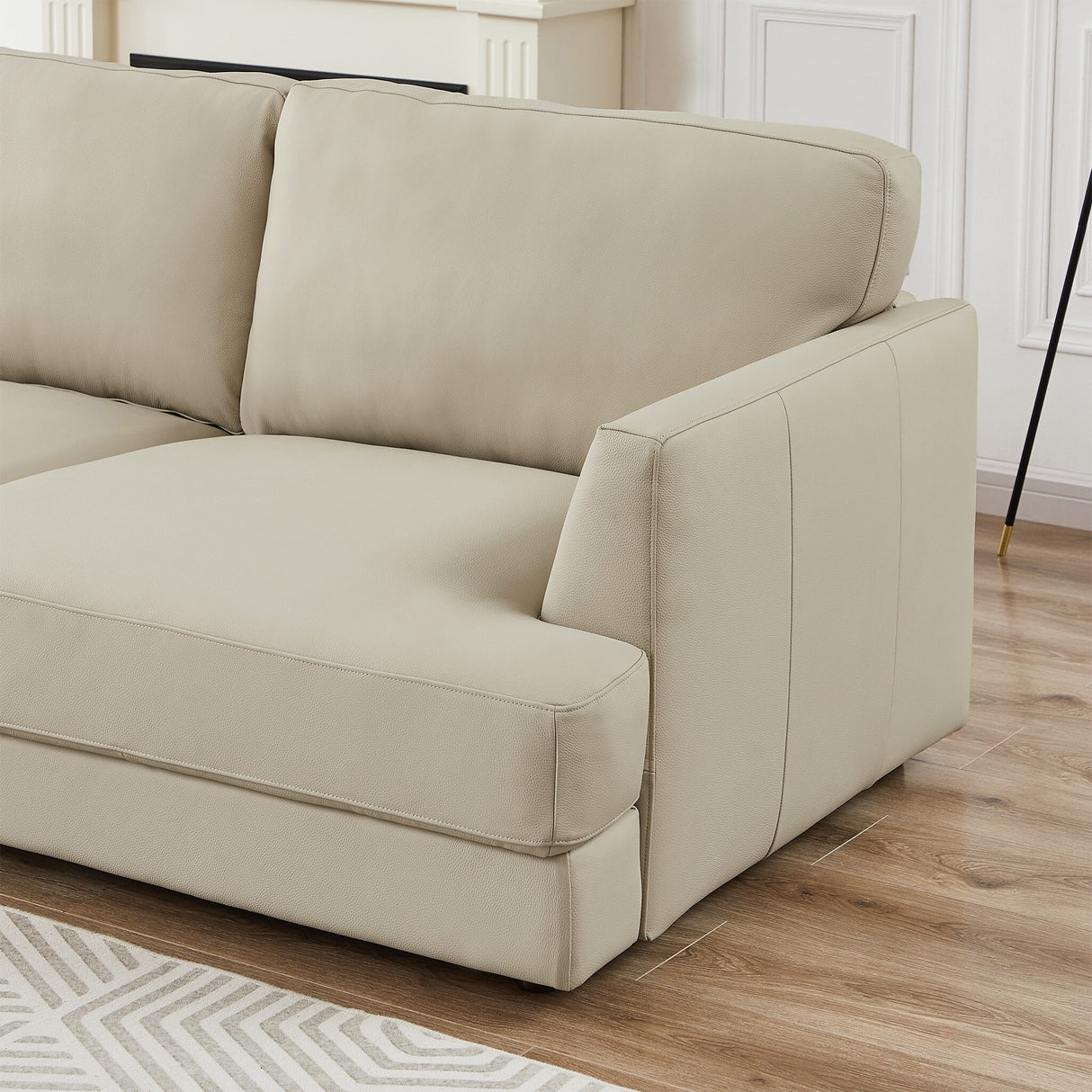 Gloria Mid-Century Modern Cozy Sectional Leather Sofa