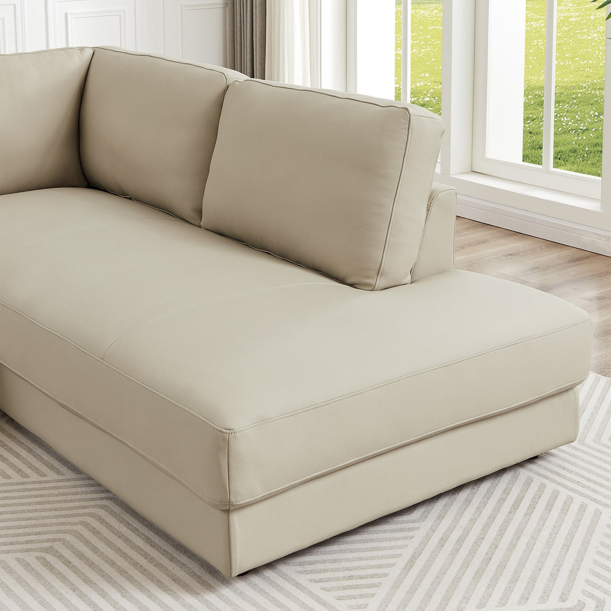 Gloria Mid-Century Modern Cozy Sectional Leather Sofa