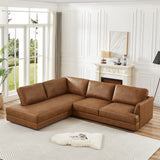 Gloria Mid-Century Modern Cozy Sectional Leather Sofa