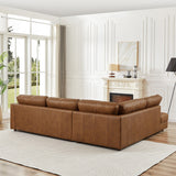 Gloria Mid-Century Modern Cozy Sectional Leather Sofa