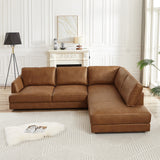 Gloria Mid-Century Modern Cozy Sectional Leather Sofa