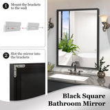 Glossy Black Rounded Corner Rectangle Bathroom Mirror