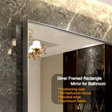 Glossy Black Rounded Corner Rectangle Bathroom Mirror