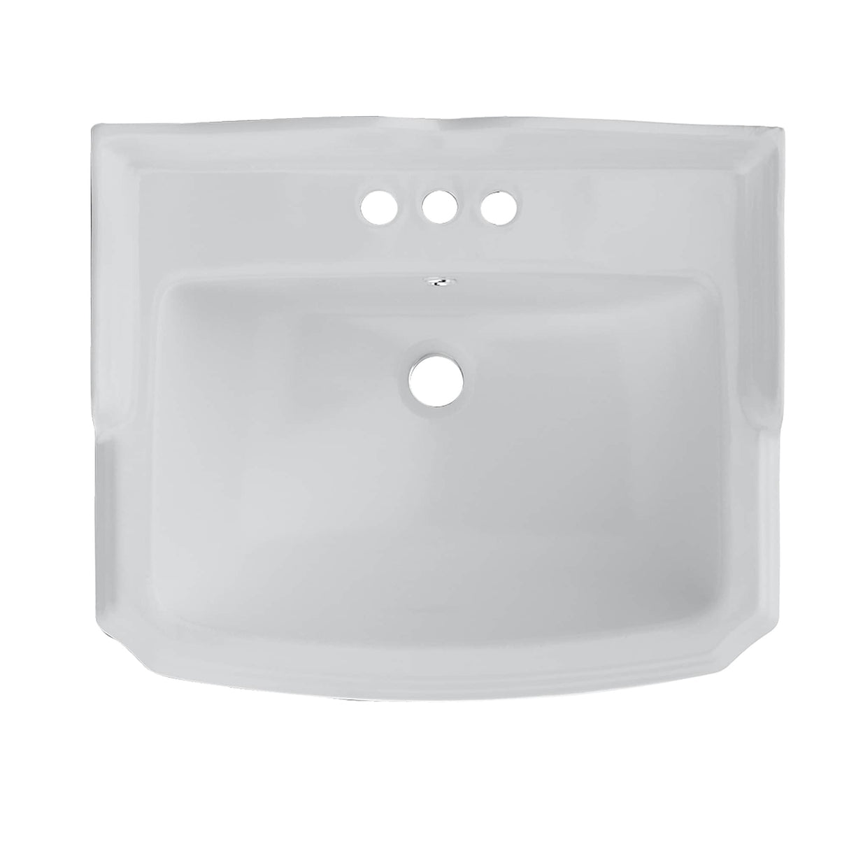 Glossy Porcelain Rectangular Pedestal Bathroom Sink with Overflow