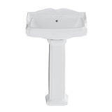 Glossy Porcelain Rectangular Pedestal Bathroom Sink with Overflow