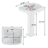 Glossy Porcelain Rectangular Pedestal Bathroom Sink with Overflow