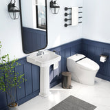 Glossy Porcelain Rectangular Pedestal Bathroom Sink with Overflow