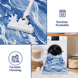 Garvee Throw Area Rug Non Slip Low Pile Rug Non-Shedding Ocean Wave Pattern Carpet for Living Room Bedroom Kitchen Home Decor