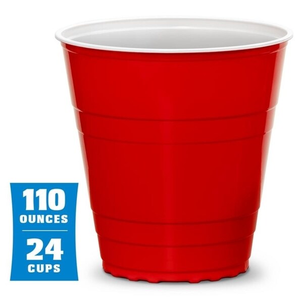 GoBig 110oz Giant Red Party Cups 24 PACK with 4 XL 3" Pong Balls | Giant Cups for Beer Pong, Flip Cup or Novelty Use