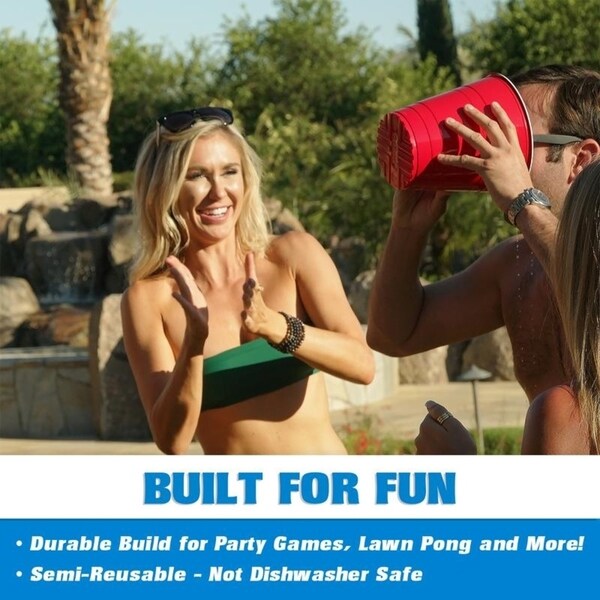 GoBig 110oz Giant Red Party Cups 24 PACK with 4 XL 3" Pong Balls | Giant Cups for Beer Pong, Flip Cup or Novelty Use