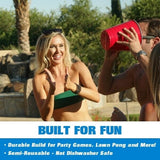 GoBig 110oz Giant Red Party Cups 24 PACK with 4 XL 3" Pong Balls | Giant Cups for Beer Pong, Flip Cup or Novelty Use