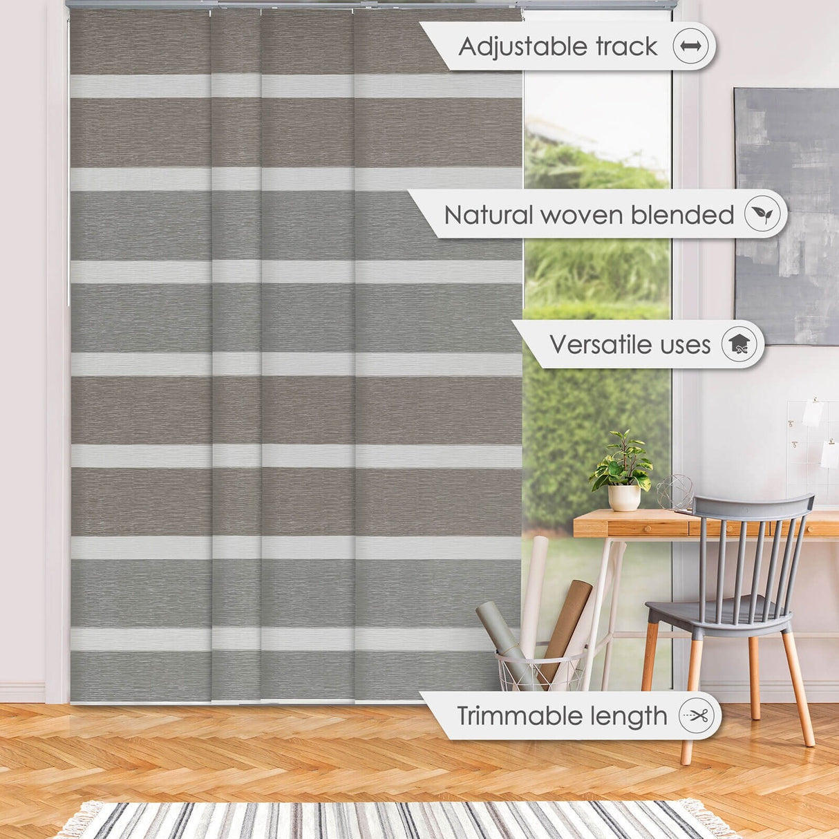 GoDear Design Adjustable Sliding Panel Track Blinds, Vertical Blinds, Classic, 45.8"- 86" W x 96" L