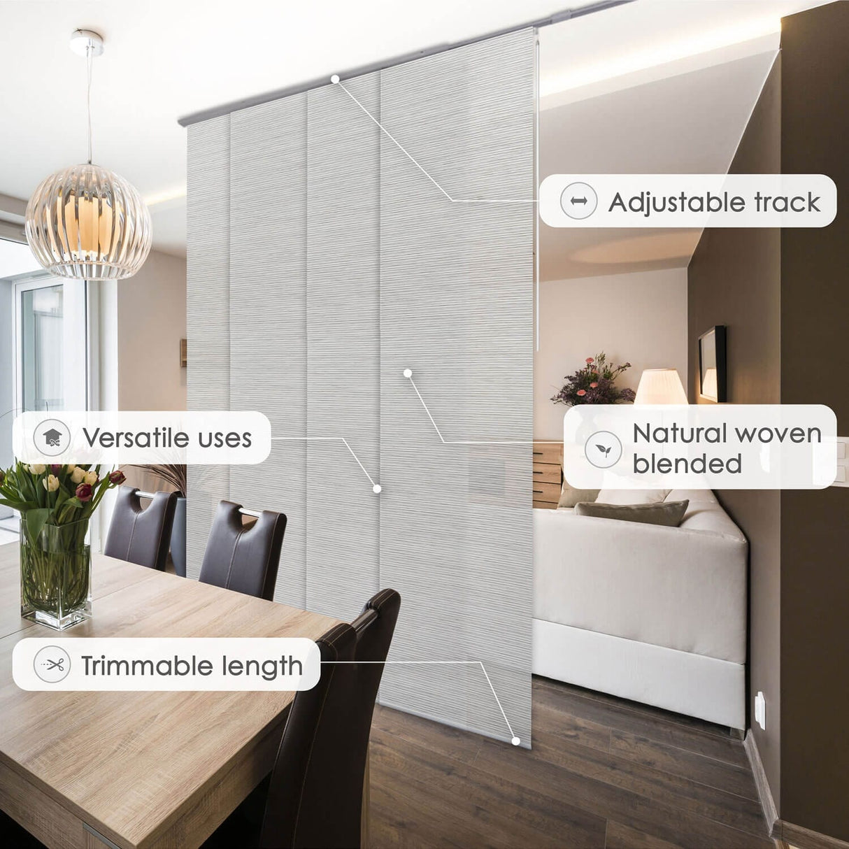GoDear Design Adjustable Sliding Panel Track Blinds, Vertical Blinds, Classic, 45.8"- 86" W x 96" L