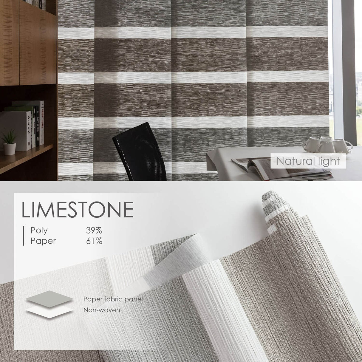 GoDear Design Adjustable Sliding Panel Track Blinds, Vertical Blinds, Classic, 45.8"- 86" W x 96" L