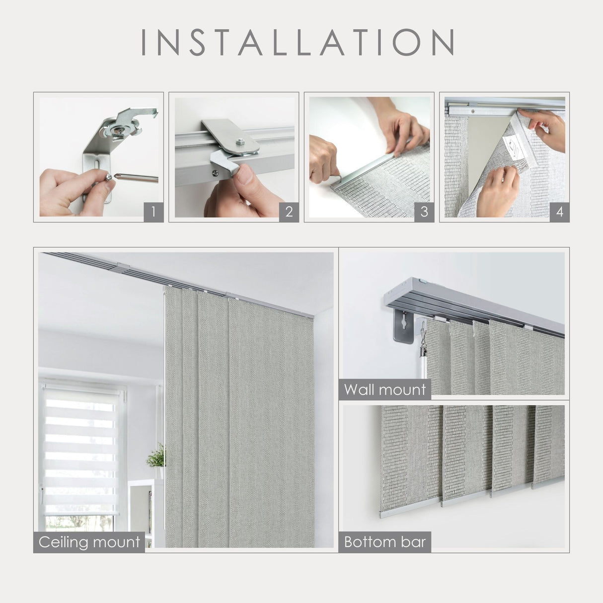 GoDear Design Adjustable Sliding Panel Track Blinds, Vertical Blinds, Classic, 45.8"- 86" W x 96" L