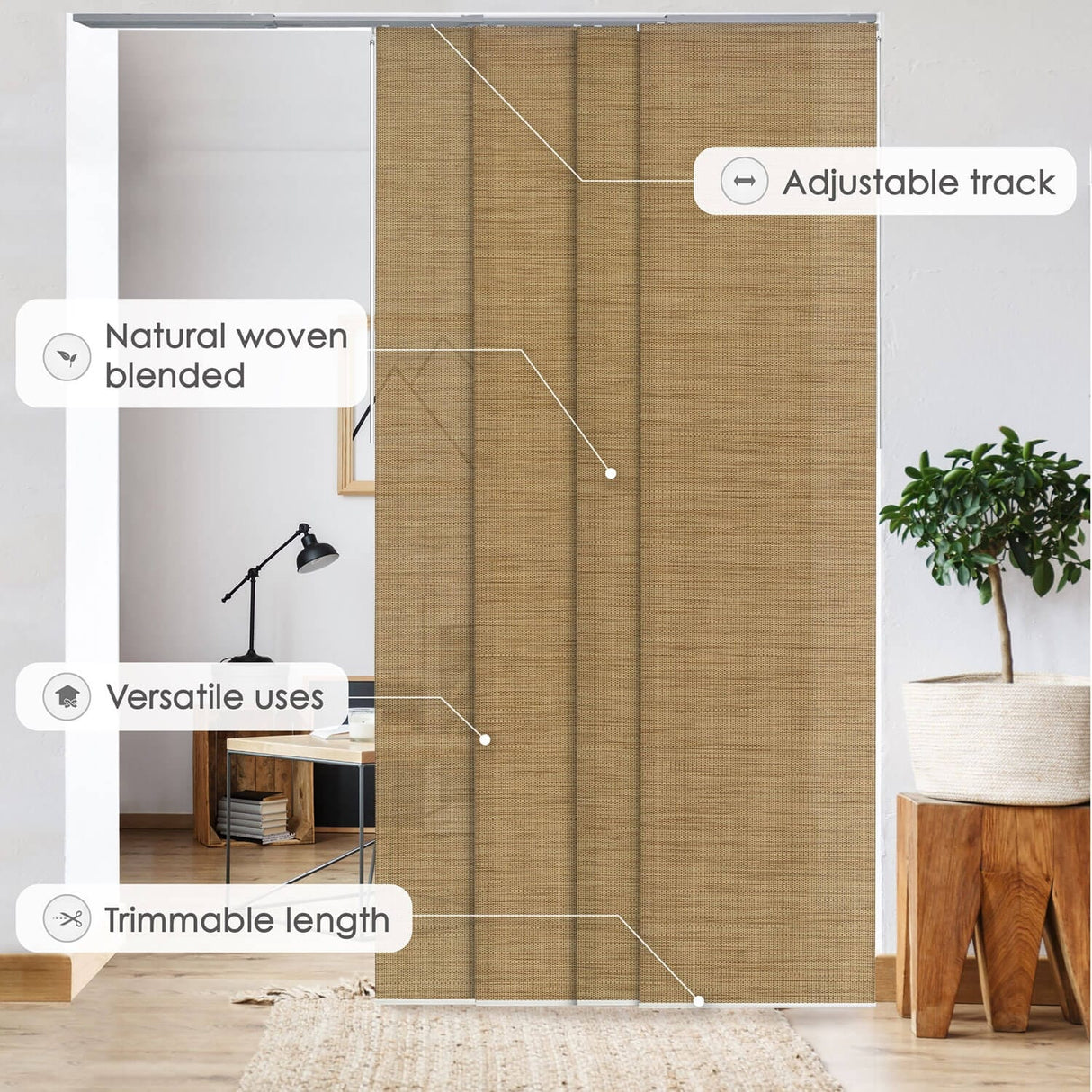 GoDear Design Adjustable Sliding Panel Track Blinds, Vertical Blinds, Classic, 45.8"- 86" W x 96" L