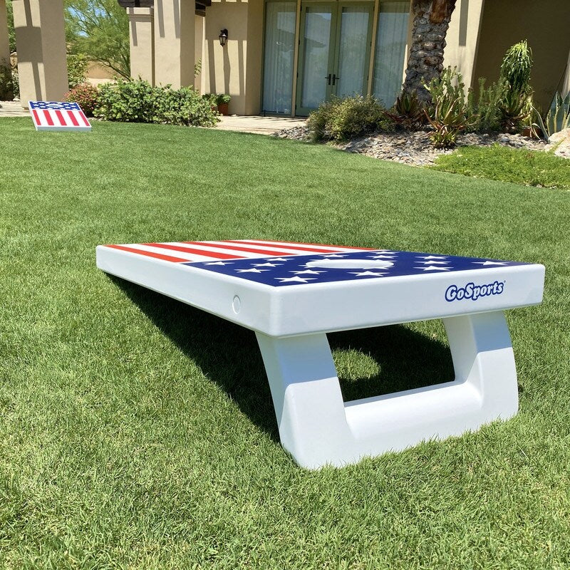 GoSports 4'x2' All Weather American Flag Cornhole Game Set - Includes 8 Bags & Game Rules