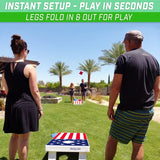 GoSports 4'x2' All Weather American Flag Cornhole Game Set - Includes 8 Bags & Game Rules