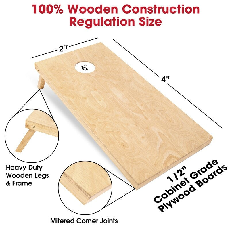 GoSports 4'x2' Regulation Size Wooden Cornhole Boards Set | Includes Carrying Case