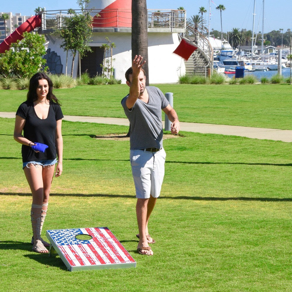 GoSports American Flag Cornhole Bean Bag Toss Game Set