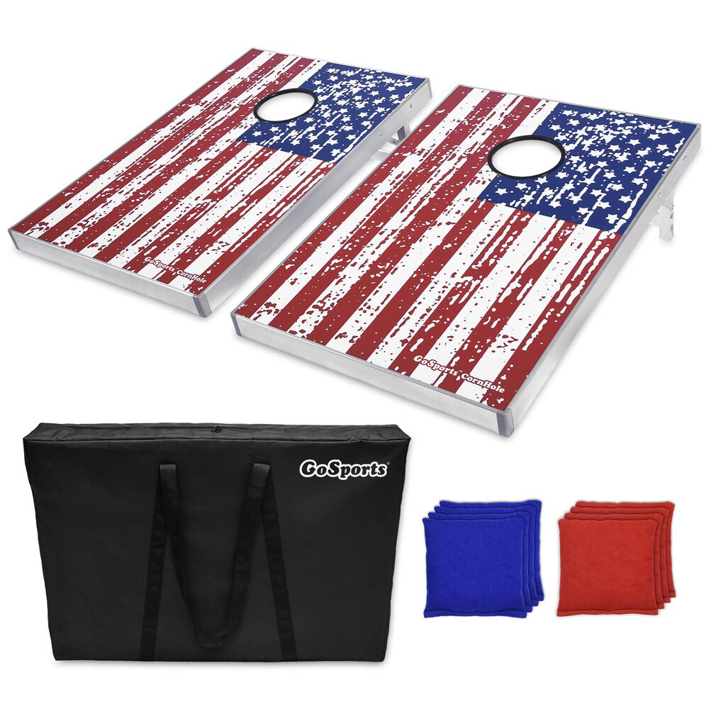 GoSports American Flag Cornhole Bean Bag Toss Game Set