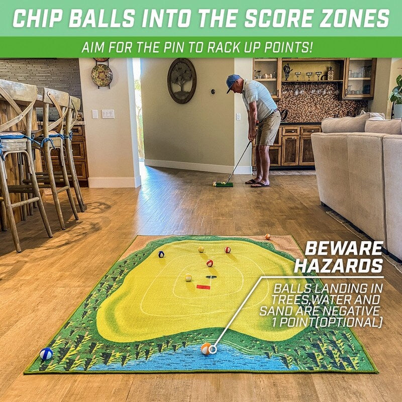 GoSports Chip N’ Stick Golf Game | Includes 1 Chip N’ Stick Game Mat, 16 Grip Golf Balls, and Chipping Mat
