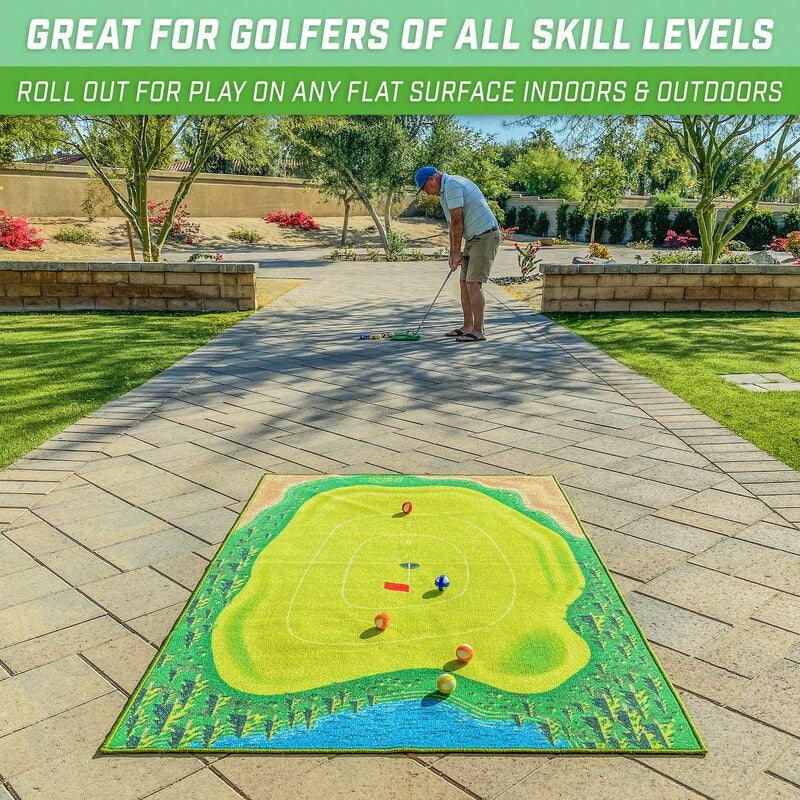 GoSports Chip N’ Stick Golf Game | Includes 1 Chip N’ Stick Game Mat, 16 Grip Golf Balls, and Chipping Mat