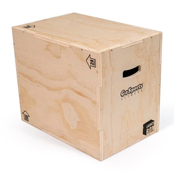 GoSports Fitness Launch Box | 3-in-1 Adjustable Height | Wood Plyo Jump Box for Exercises of All Skill Levels