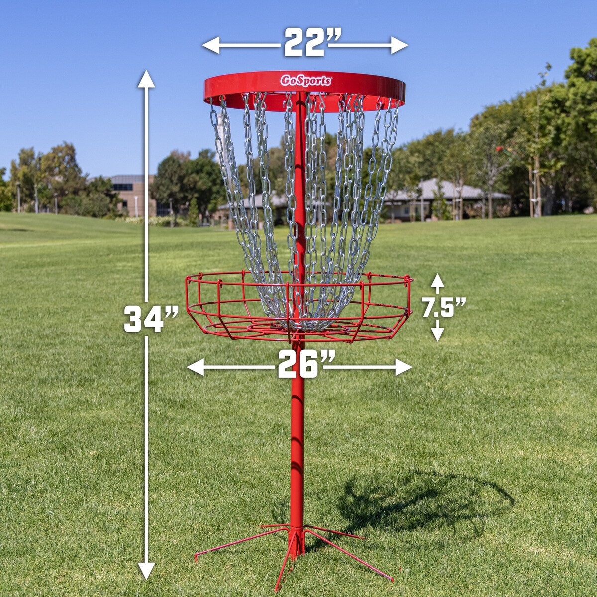 GoSports Regulation Disc Golf Basket - 24 Chain Portable Target