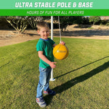 GoSports Tetherball Game Set, Complete Tetherball Setup with Ball, Rope and Pole - Great for Backyard Fun