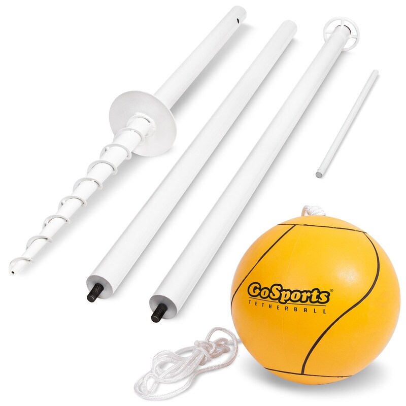 GoSports Tetherball Game Set, Complete Tetherball Setup with Ball, Rope and Pole - Great for Backyard Fun