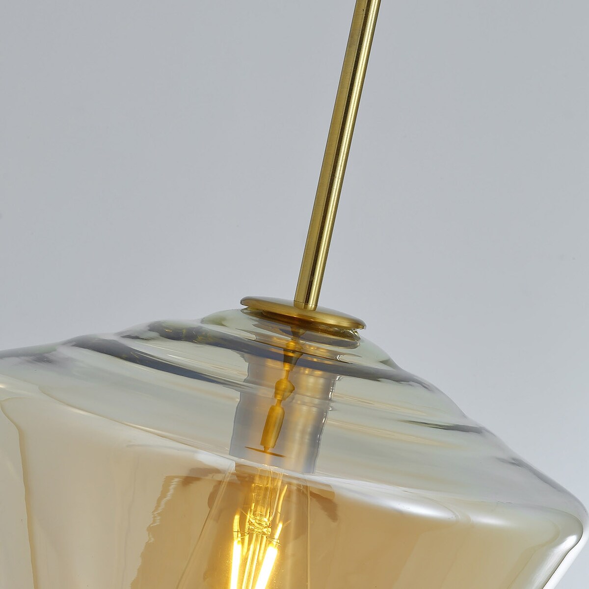 Vintage Gold Finish Adjustable Height Pendant Light with Glass Shade Design