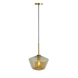 Vintage Gold Finish Adjustable Height Pendant Light with Glass Shade Design