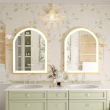 Gold Aluminum Arched Frame Bathroom Vanity Mirror Dimmable