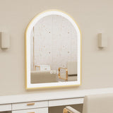 Gold Aluminum Arched Frame Bathroom Vanity Mirror Dimmable
