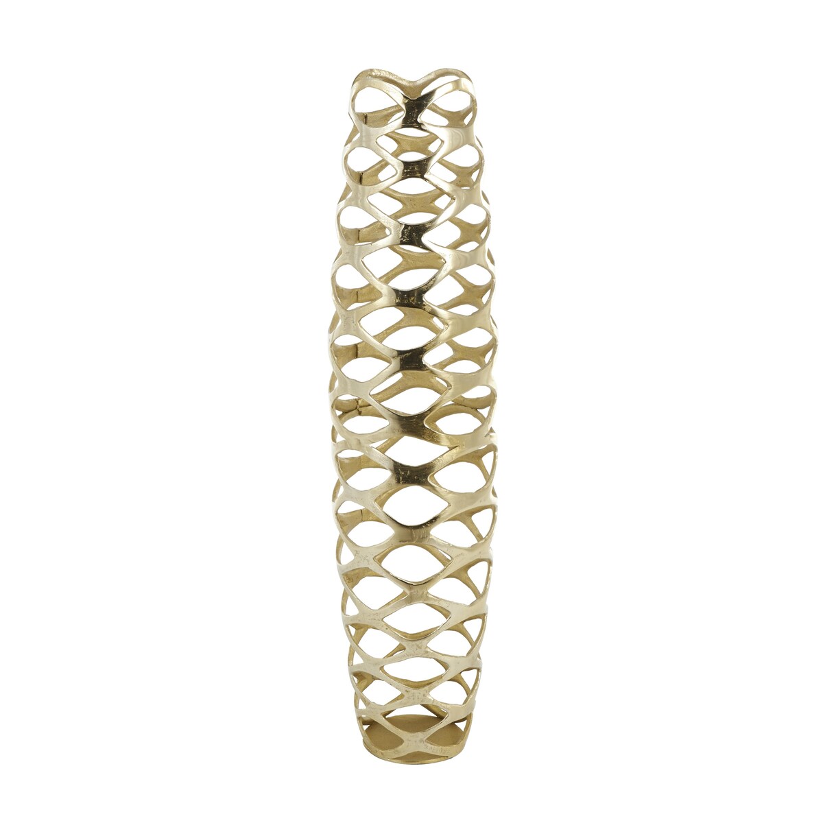 Gold Aluminum Metal Tall Cutout Geometric Decorative Vase